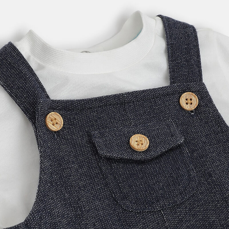 Boys Medium Blue T-shirt with Short Dungaree image number 4